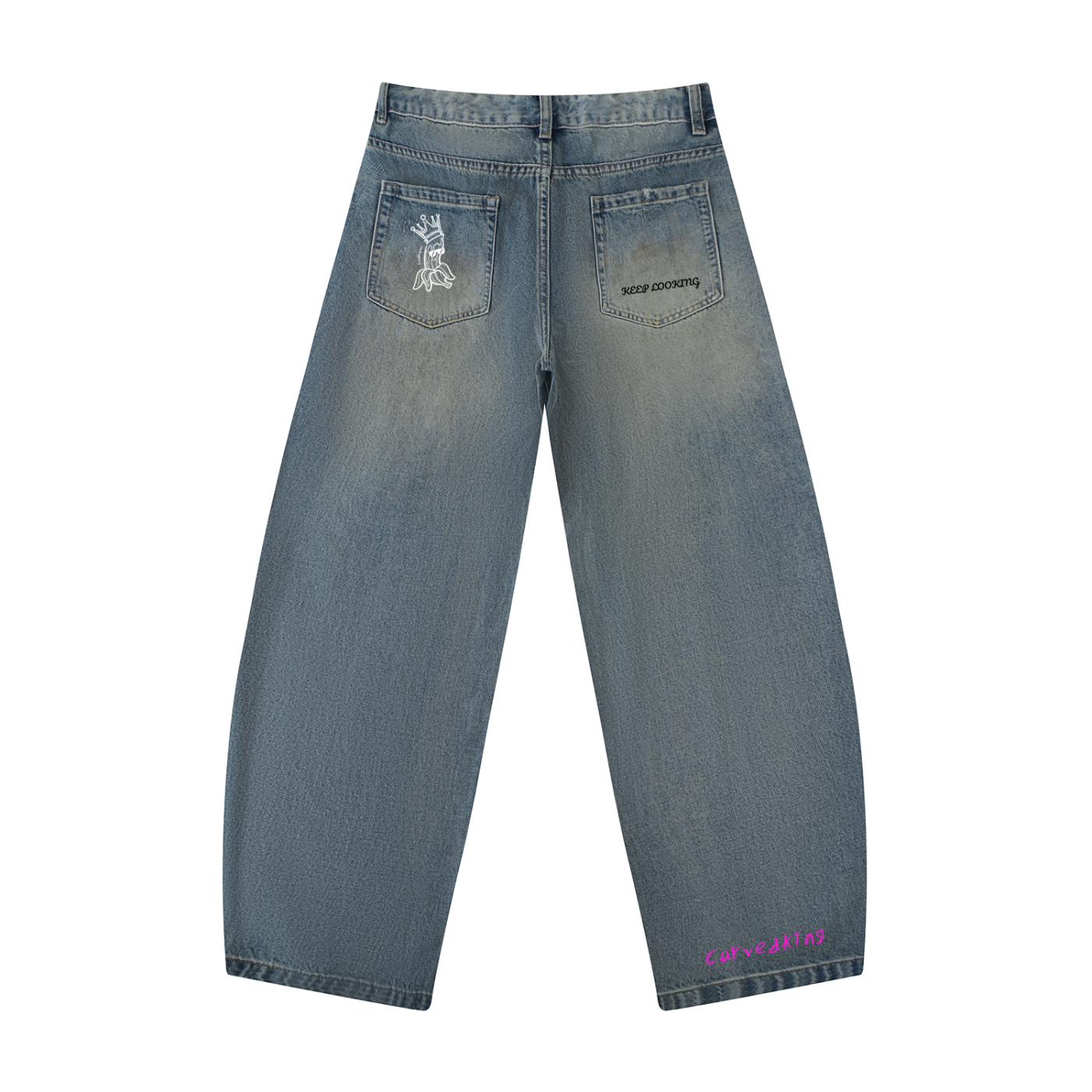 Men's Distressed Barrel Leg Jeans