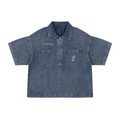 Unisex Vintage Wash Boxy Quarter-Zip Denim Shirt