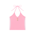 Women's Color Block Halter Crop Tank Top
