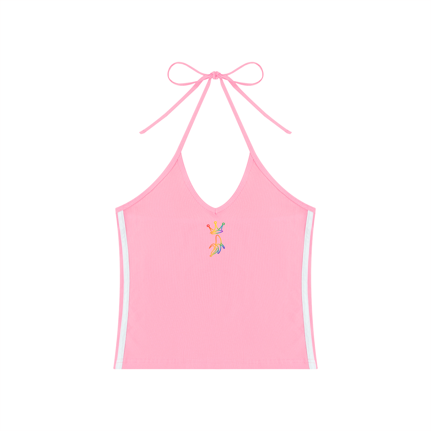 Women's Color Block Halter Crop Tank Top