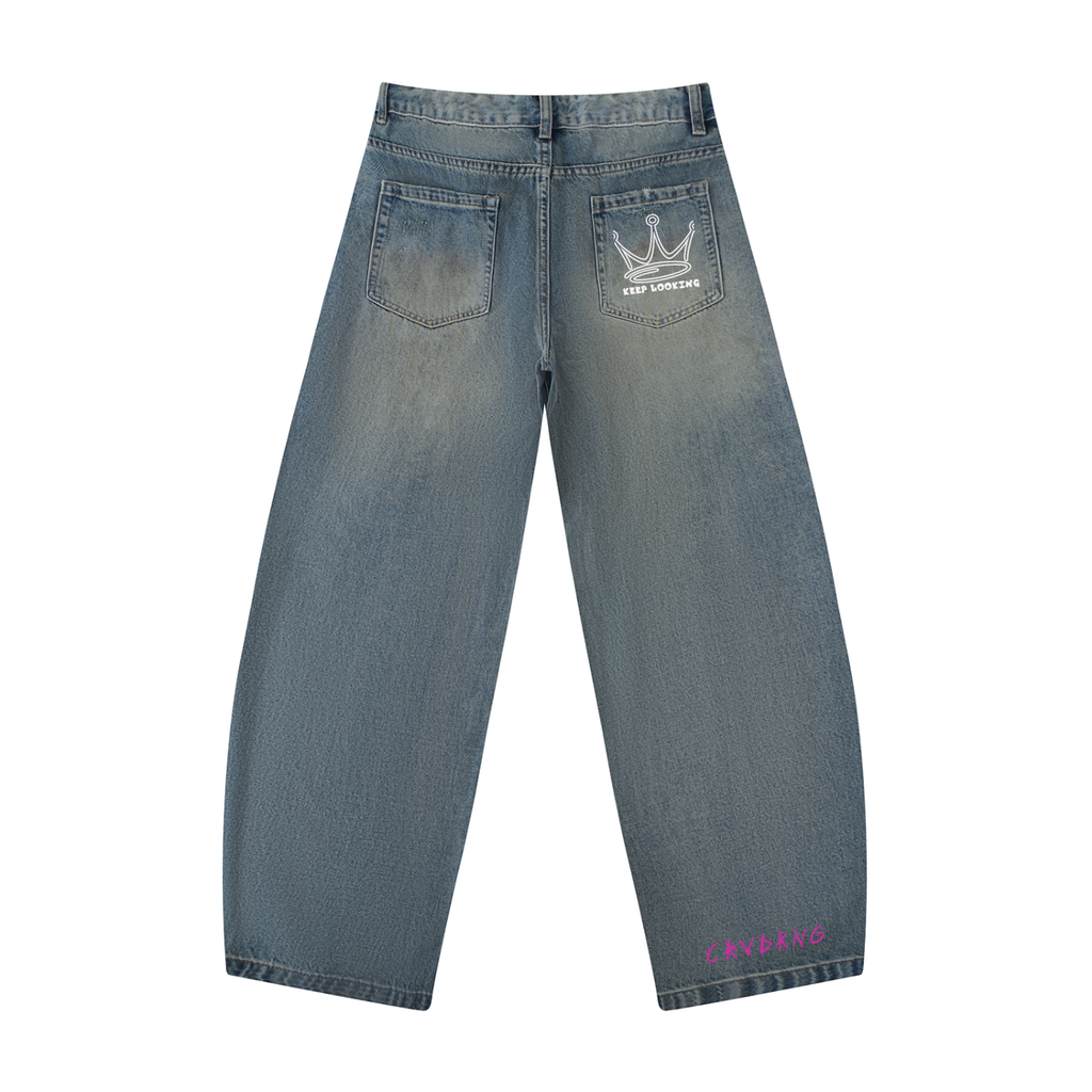 Men's Distressed Barrel Leg Jeans