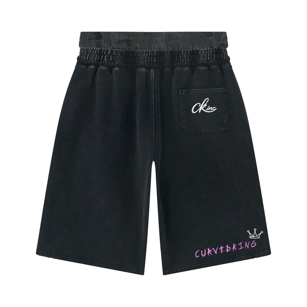 Unisex Vintage Wash Distressed Wide Leg Shorts