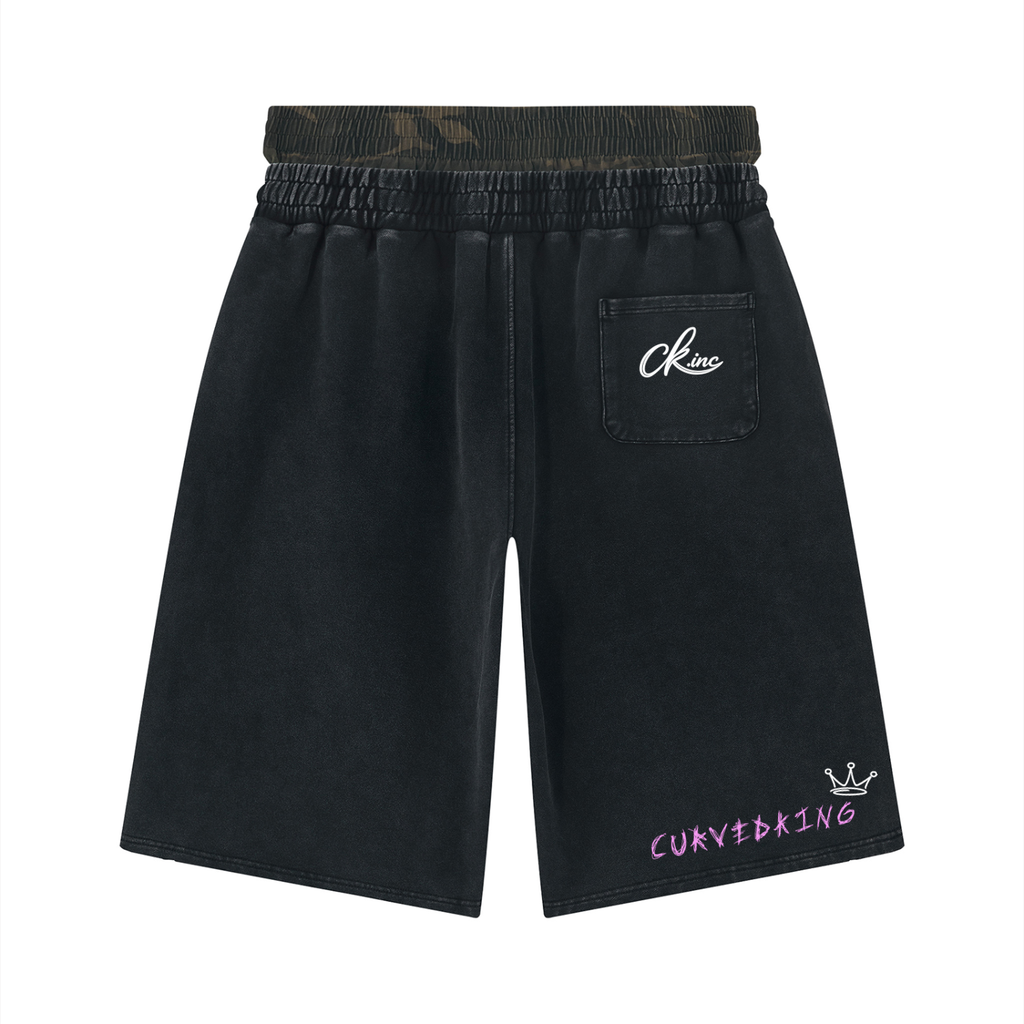 Unisex Vintage Wash Distressed Wide Leg Shorts