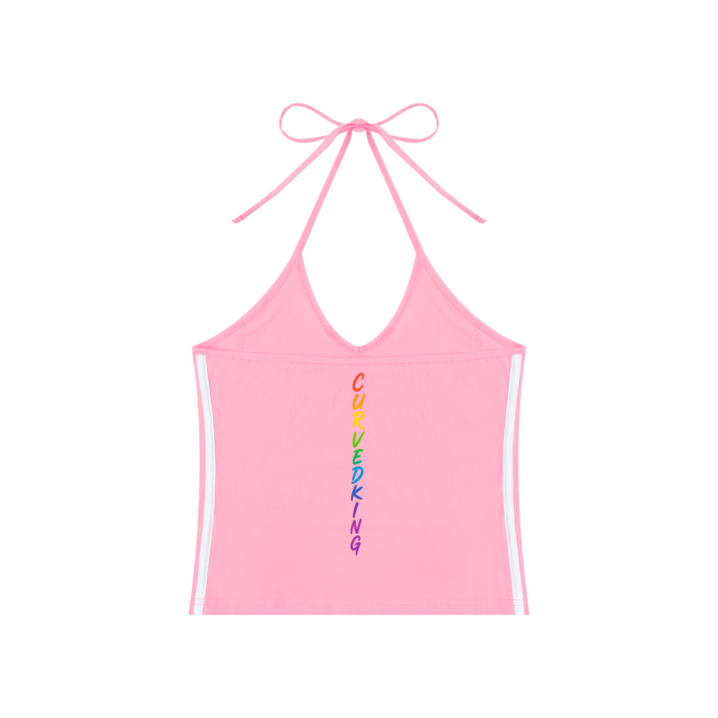 Women's Color Block Halter Crop Tank Top