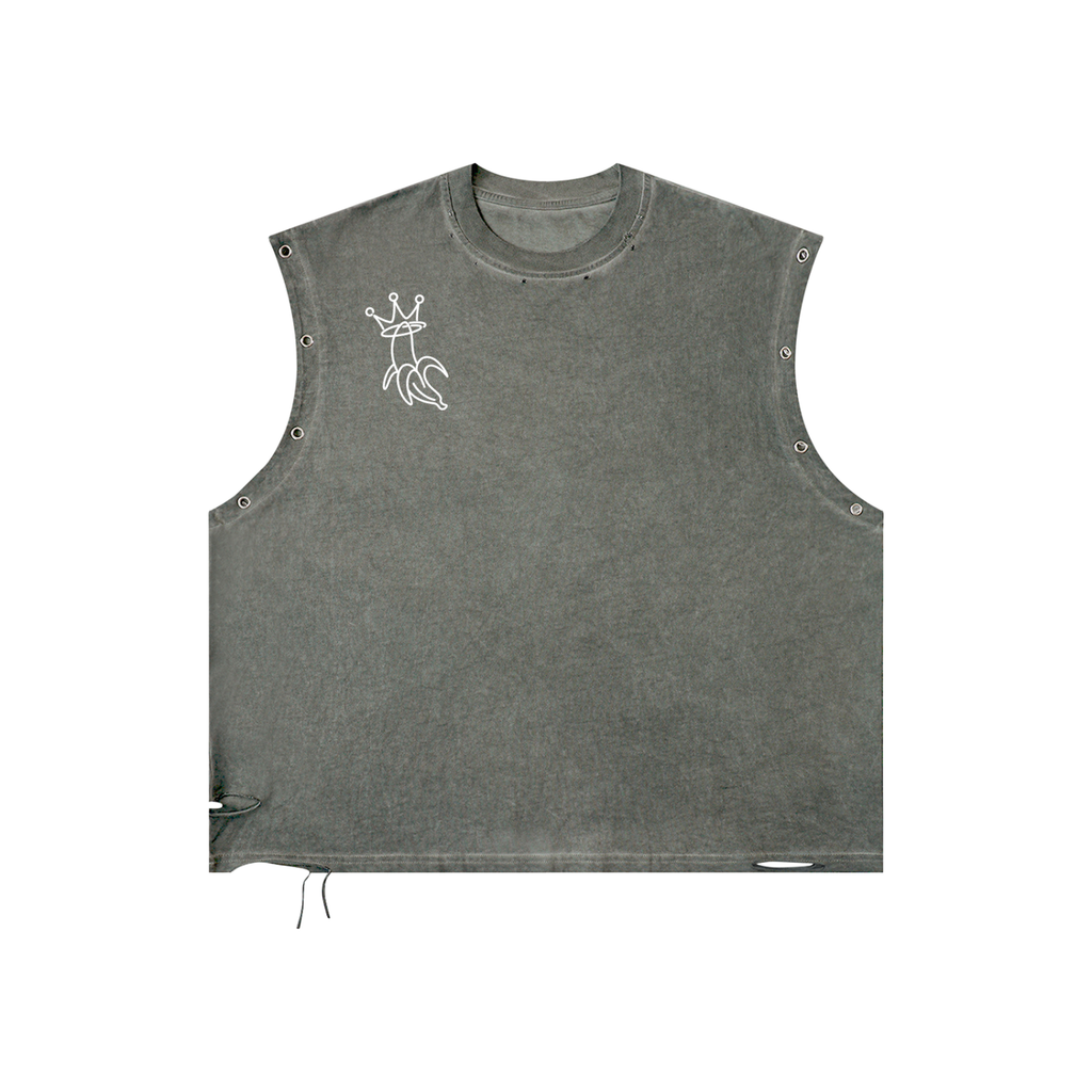 Distressed Grommet Eyelet Tank Top