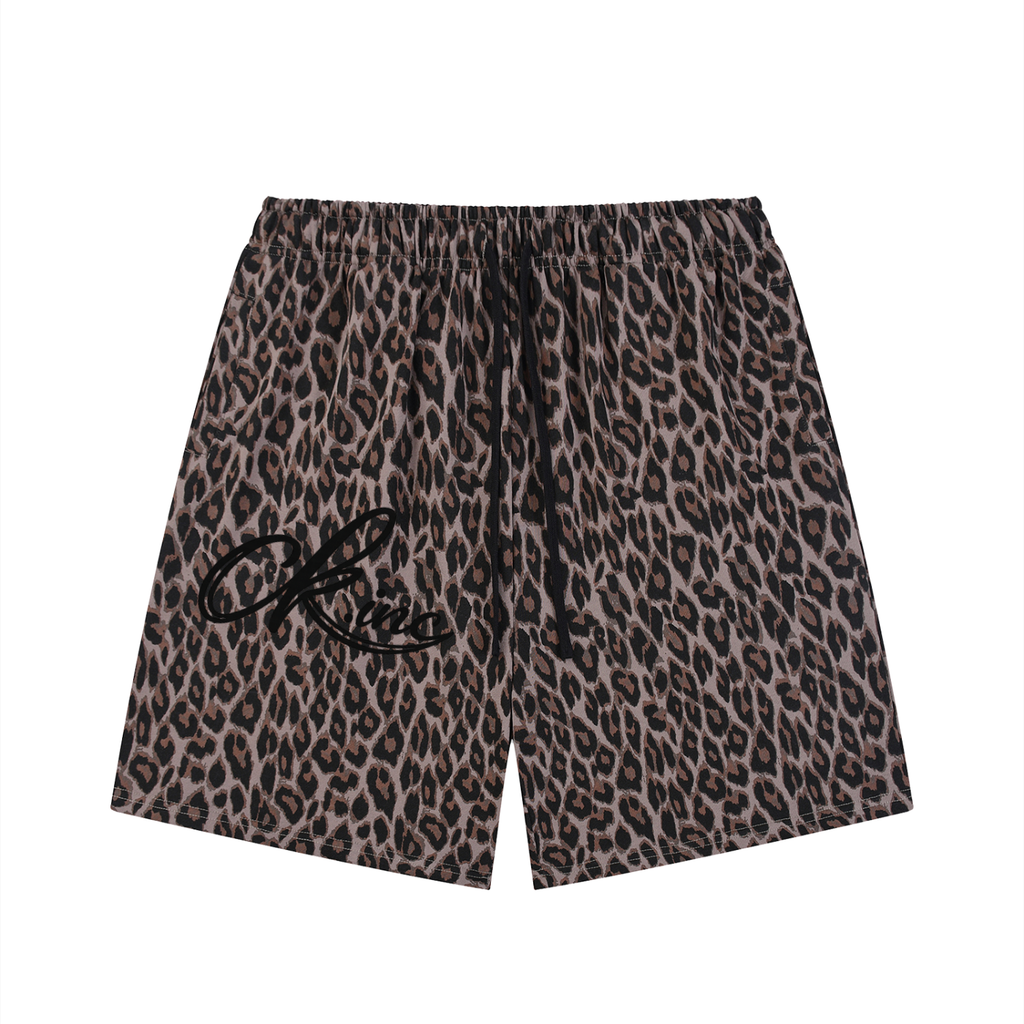 Unisex Heavyweight Leopard Drawstring Shorts