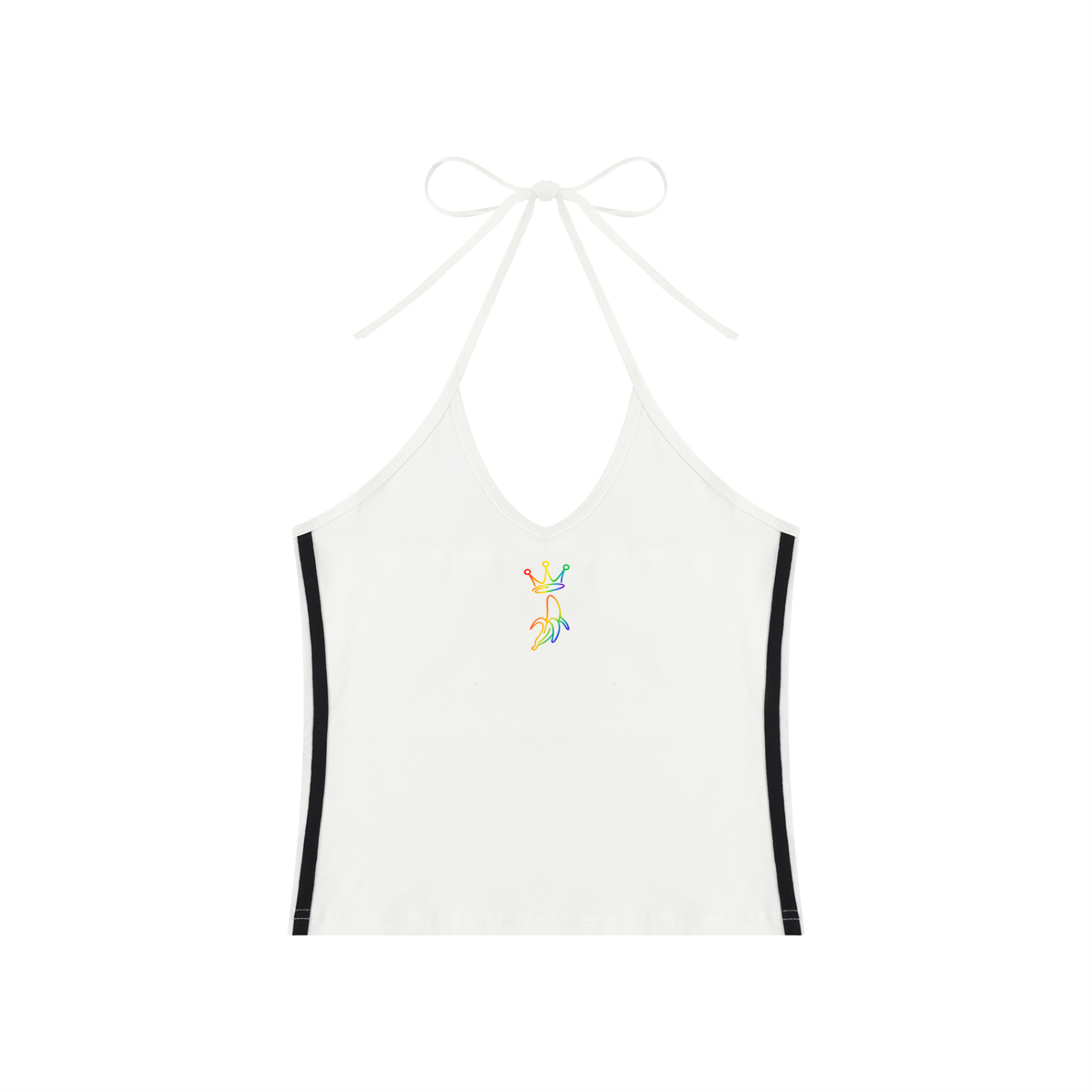 Women's Color Block Halter Crop Tank Top