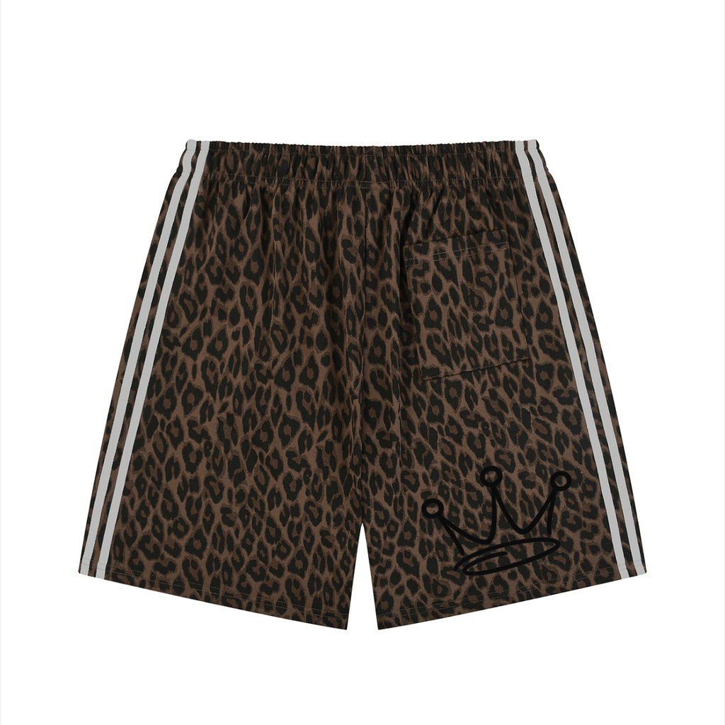 Unisex Heavyweight Leopard Drawstring Shorts