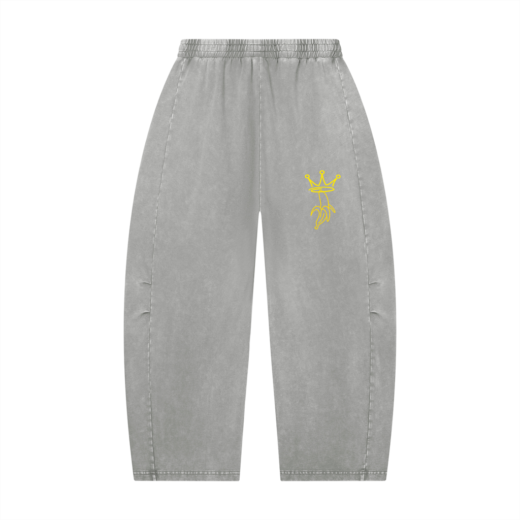 Unisex Mineral Wash Barrel Leg Pants