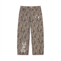 Unisex Vintage Wash Leopard Wide Leg Jeans