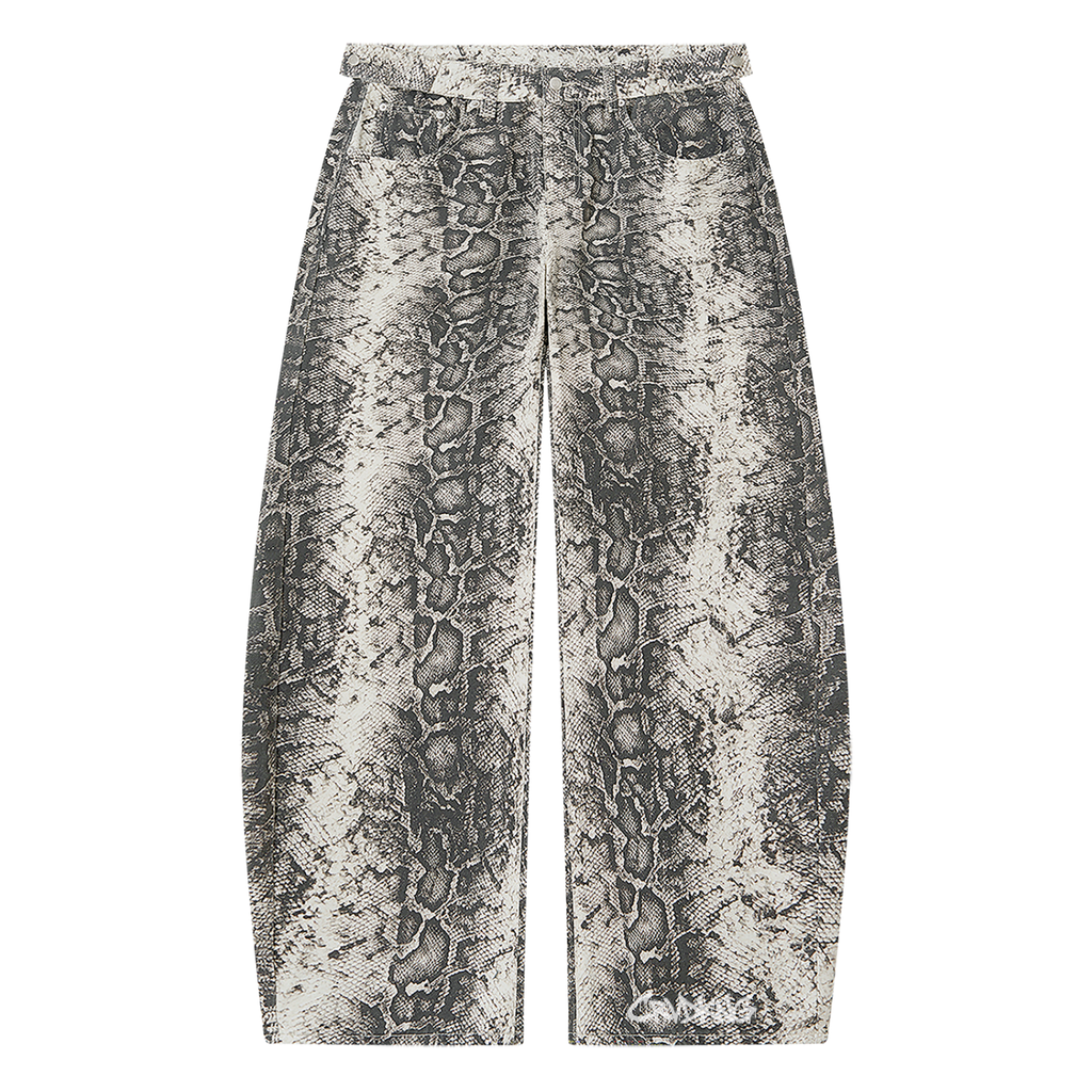 Men's Snake Print Barrel Leg Pants