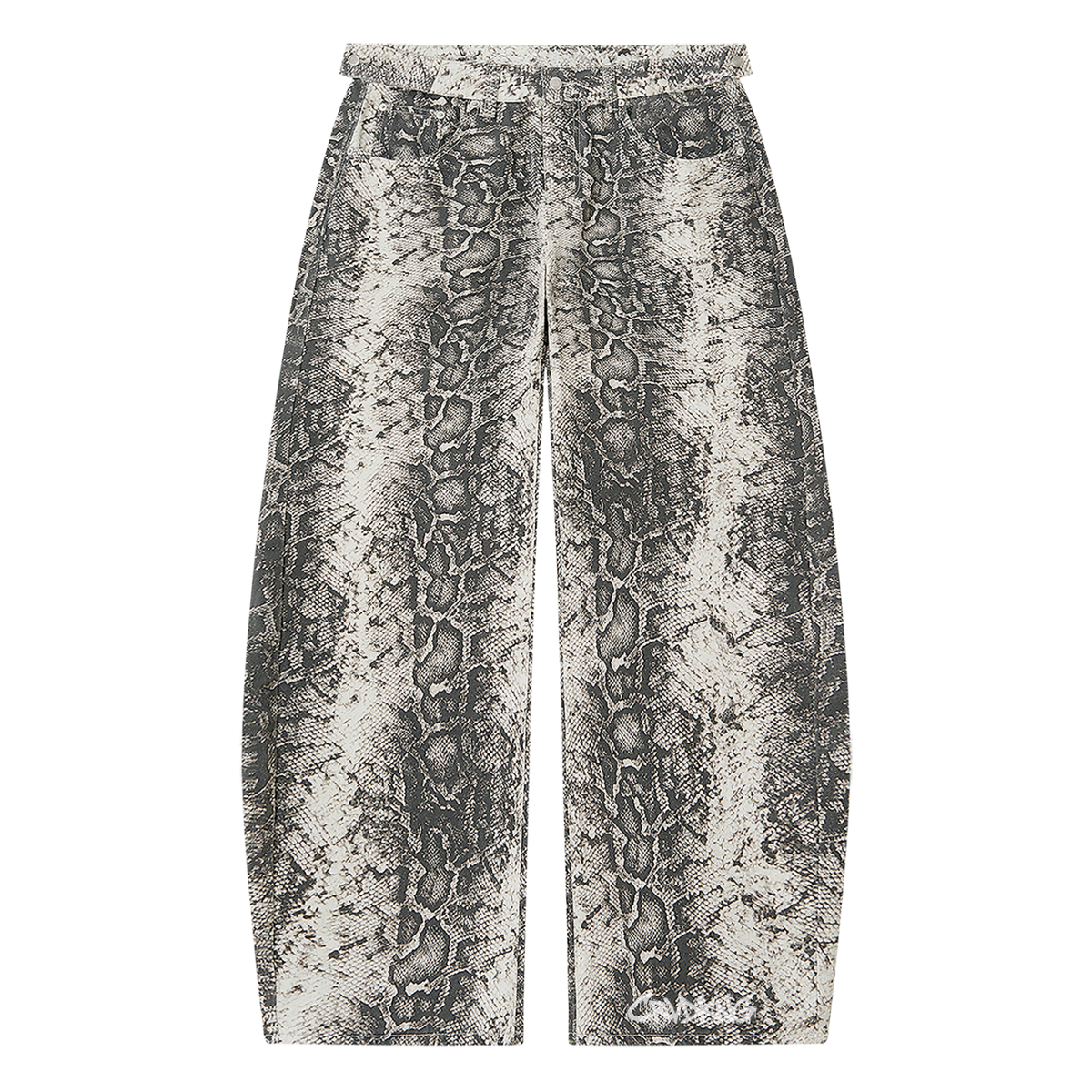 Men's Snake Print Barrel Leg Pants