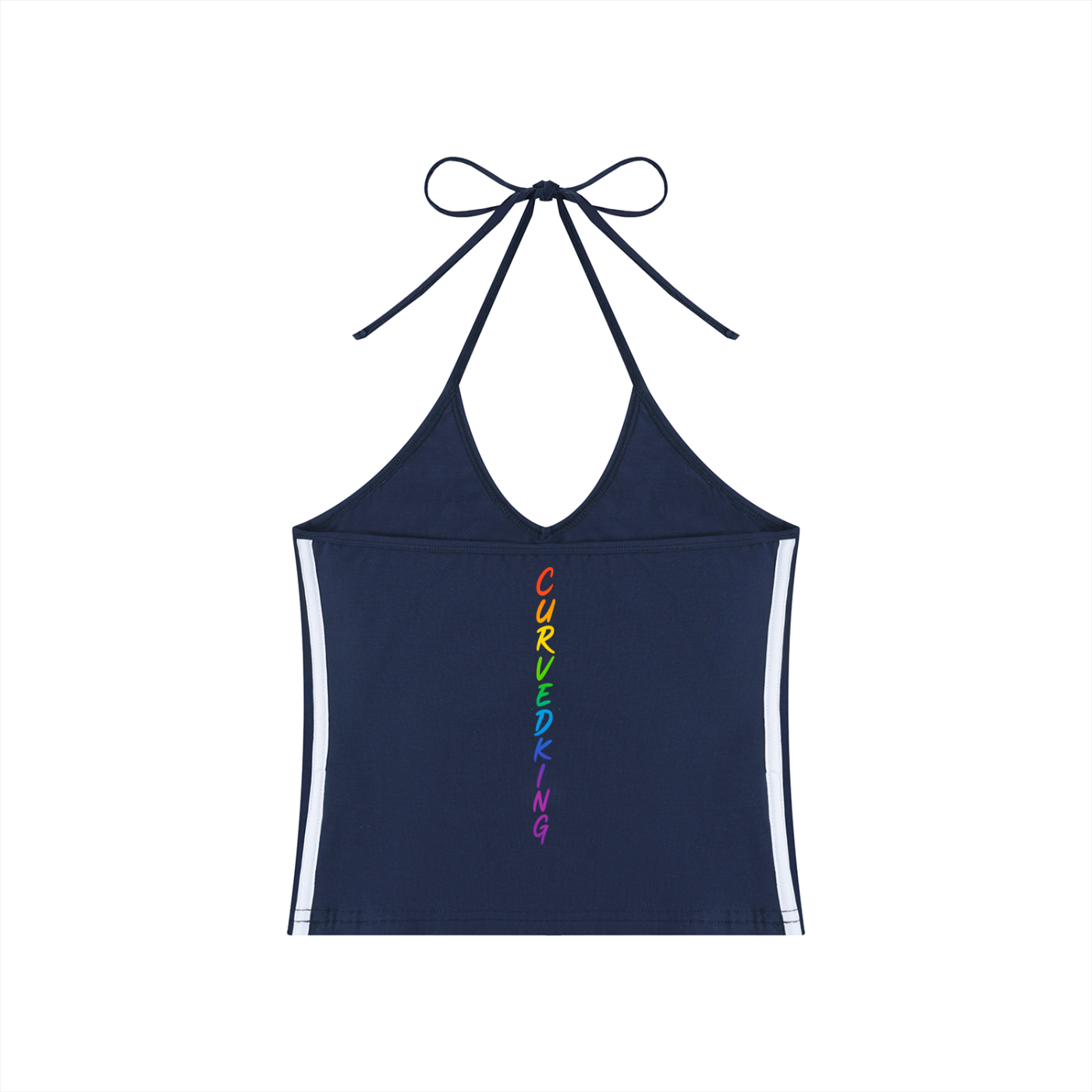 Women's Color Block Halter Crop Tank Top