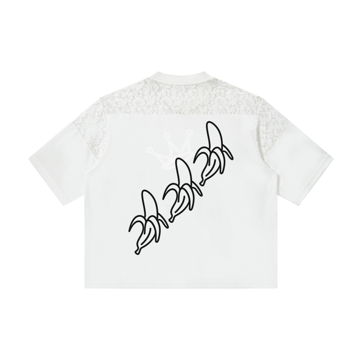 Unisex Lace Paneling V-Neck T-Shirt