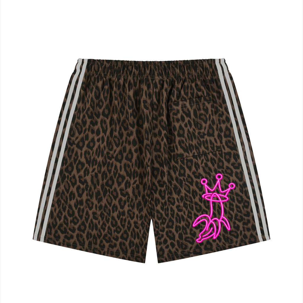 Unisex Heavyweight Leopard Drawstring Shorts