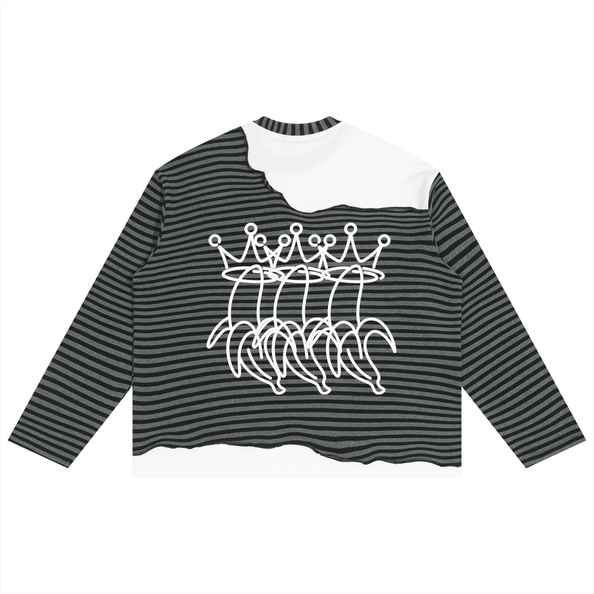 Unisex Striped Panel Boxy Long Sleeve T-Shirt