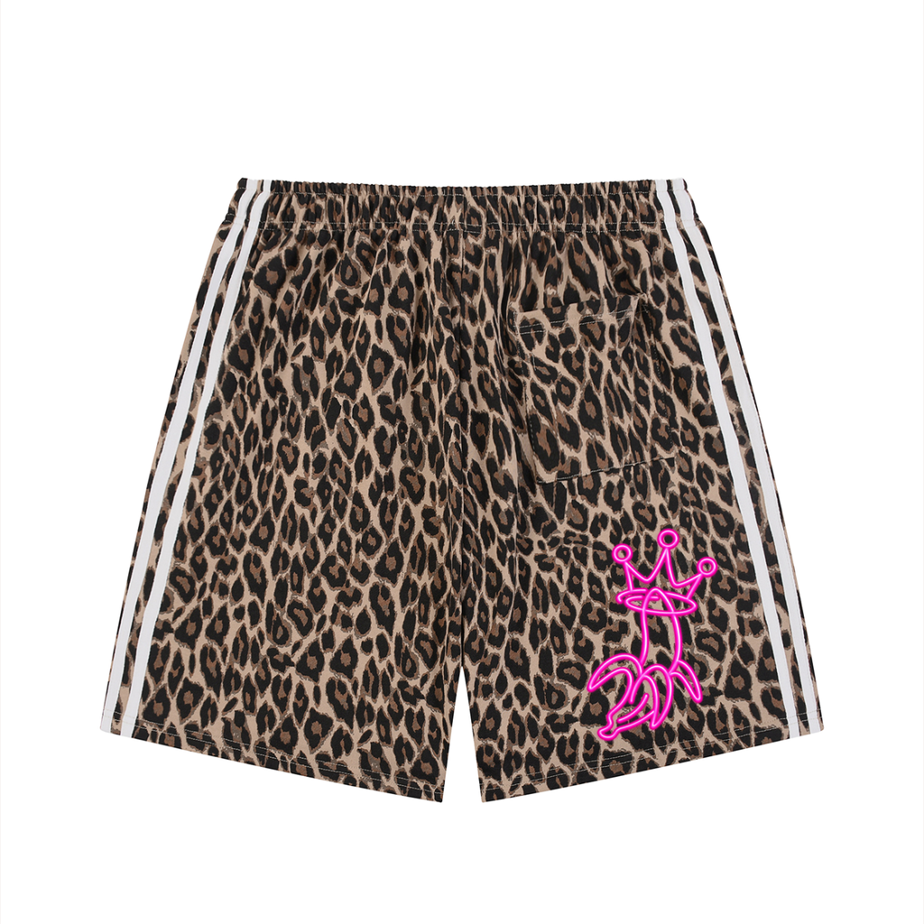 Unisex Heavyweight Leopard Drawstring Shorts