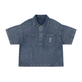 Unisex Vintage Wash Boxy Quarter-Zip Denim Shirt