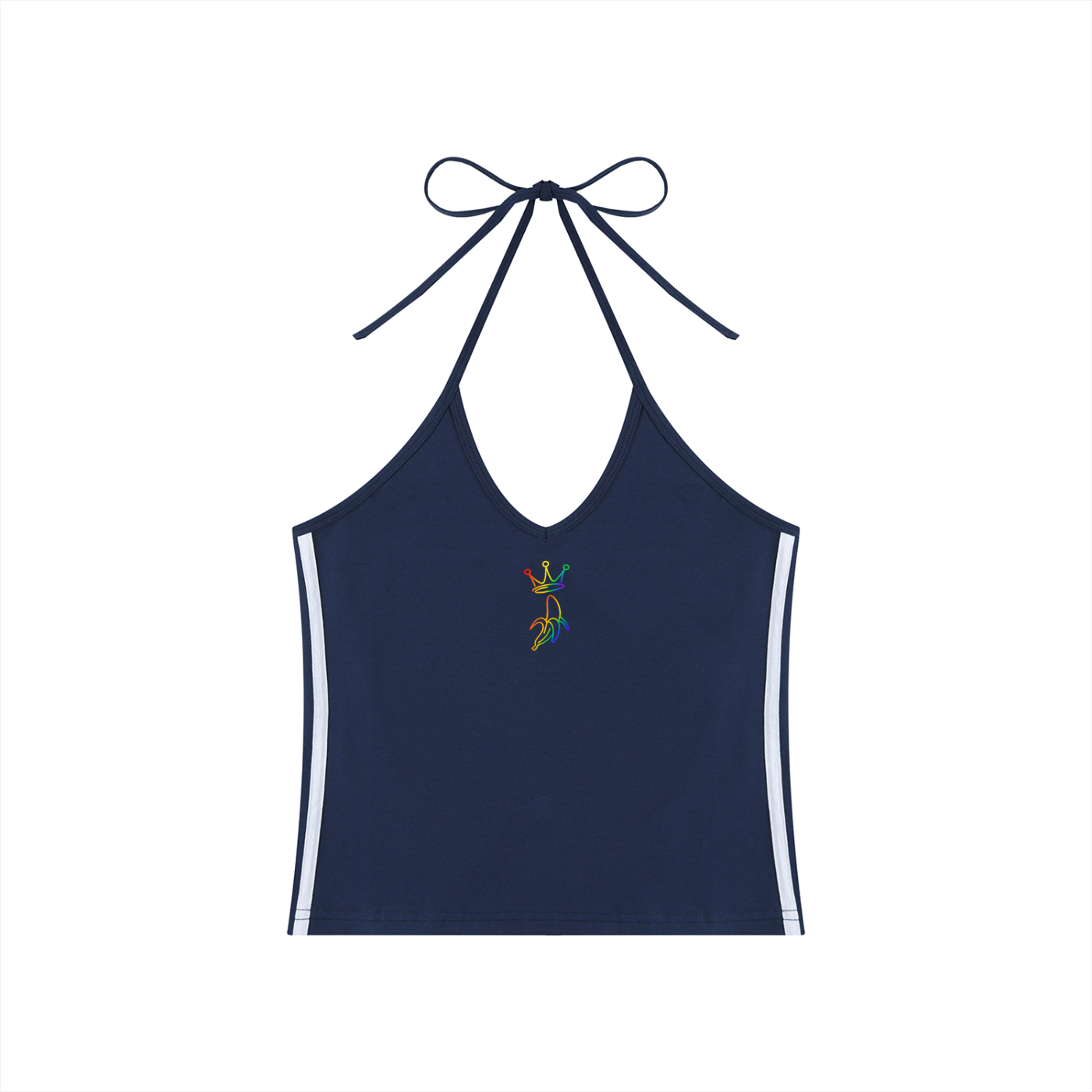 Women's Color Block Halter Crop Tank Top