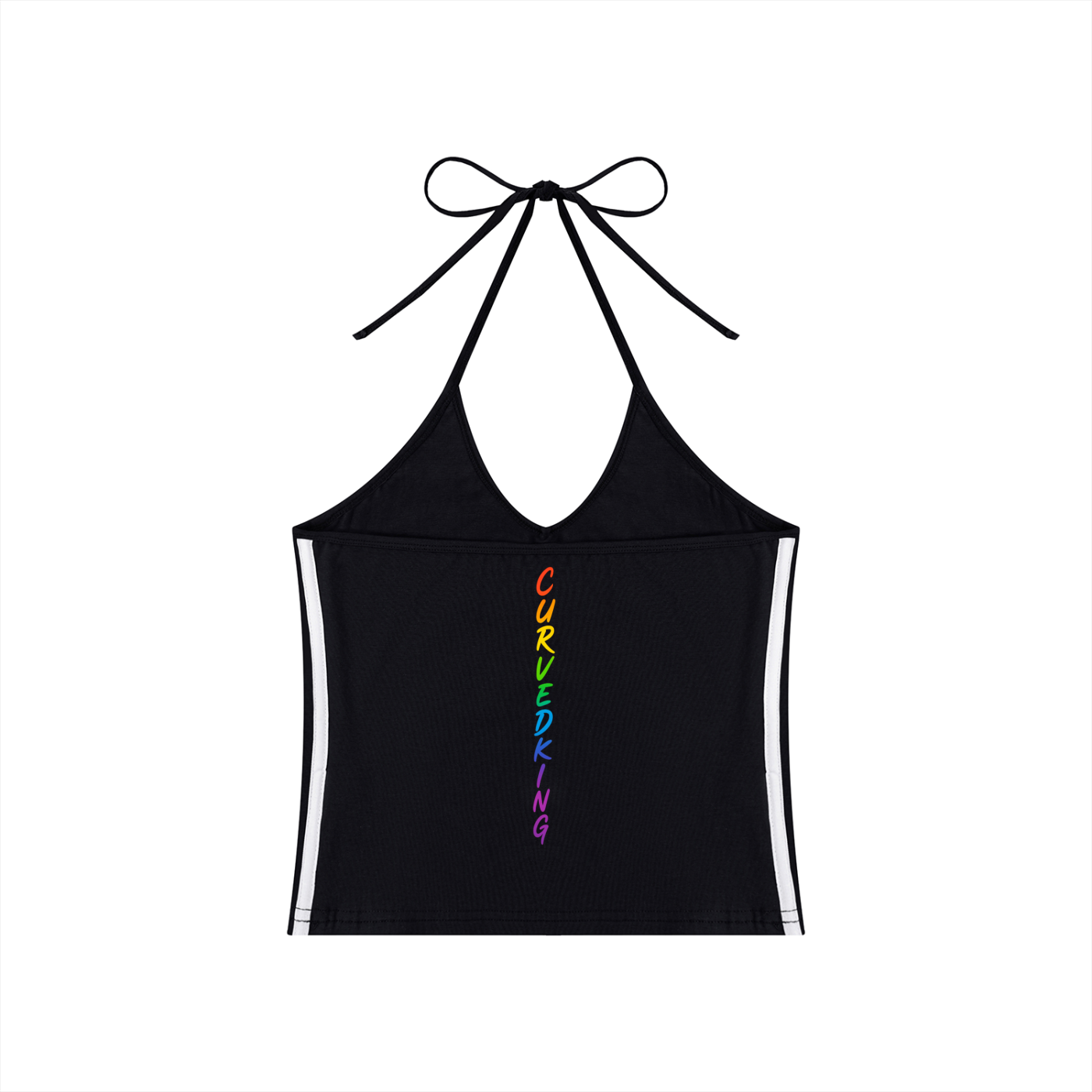 Women's Color Block Halter Crop Tank Top