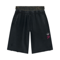Unisex Vintage Wash Distressed Wide Leg Shorts
