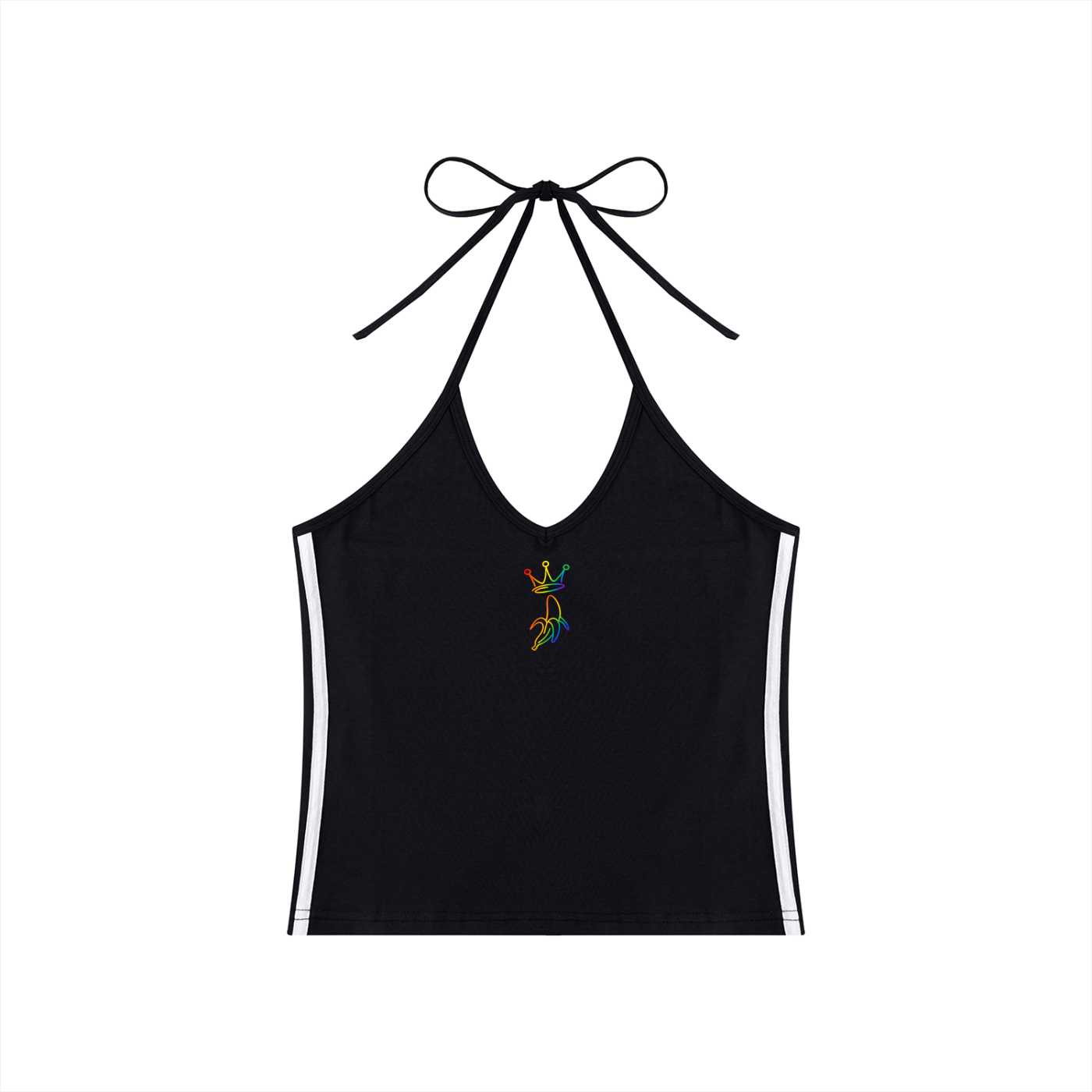 Women's Color Block Halter Crop Tank Top