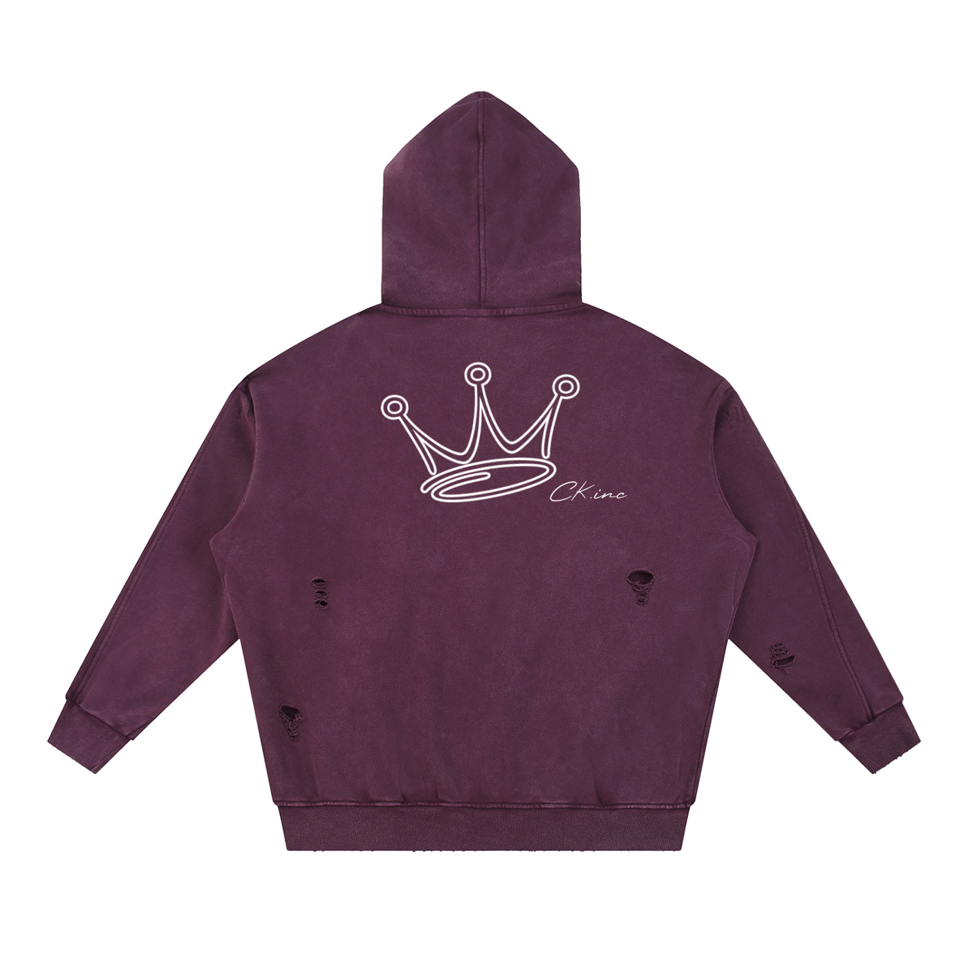 Snow Washed Distressed Panel Pocket Hoodie